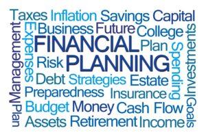 Financial Planning Word Cloud on White Background