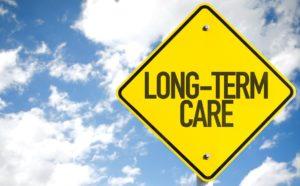 Long-Term Care sign with sky background
