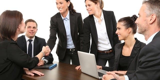 Men Employees Suit Work Greeting Business Office